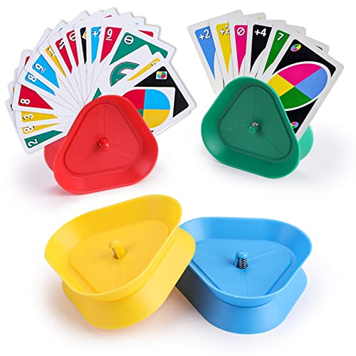 OusSee 4 Stück Kartenhalter Kinder, Spielkartenhalter Kartenspiele, Dreieck Spielkarten Halterung Freisprech kartenständer Pokerständer Spielkartenständer für Kinder Erwachsene Senioren von OusSee