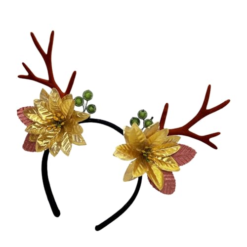 Ousidiman Geweih Blume Stirnband Weihnachten Kopfbedeckung Weihnachten Party Foto Requisiten Party Kopfbedeckung Cosplay Zubehör von Ousidiman