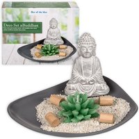 Buddha-Deko-Set mit Holzteller, Dekosand, Buddha-Figur und mehr von Out of the blue KG