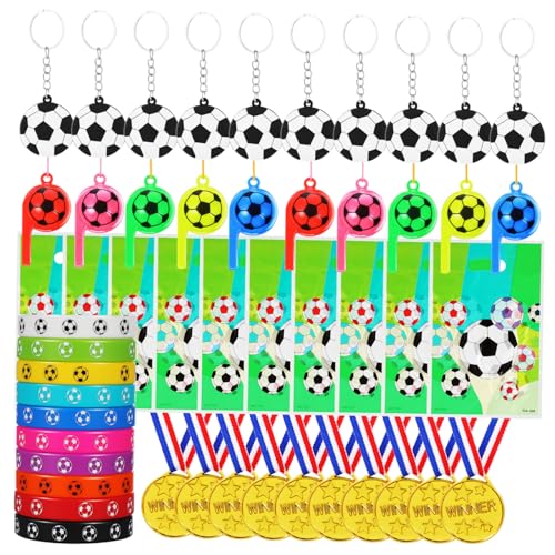 Outanaya 1 Set Fußball Partygeschenke Sport Schlüsselanhänger Fußball Armbänder Fußball Zubehör Taschenanhänger Fußball Partyzubehör Fußballspiel Geschenke Dekorative Medaille von Outanaya