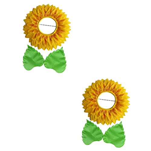 Outanaya 2 Sätze Kopfschmuck Aus Sonnenblumen Sonnenblumenhut-Requisite Lustiger Sonnenblumen-Kopfschmuck Stirnband Sonnenblumenkostüm Für Kinder Blumenkopfschmuck Cosplay Hauben Seidentuch von Outanaya