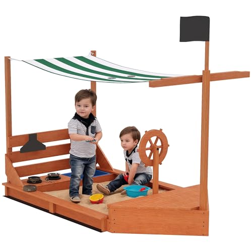 Outsunny Sandkasten Sandkiste groß mit Abdeckung im Schiff Design Matschekiste aus Holz Segelschiff Spielhaus mit Küchenspielset Aufbewahrung für Kinder 3-7 Jahre Grün 180 x 103 x 144,5 cm Outsunny Sandkasten Sandkiste groß mit Abdeckung im Schiff Design Matschekiste aus Holz Segelschiff Spielhaus mit Küchenspielset Aufbewahrung für Kinder 3-7 Jahre Grün 180 x 103 x 144,5 cm von Outsunny