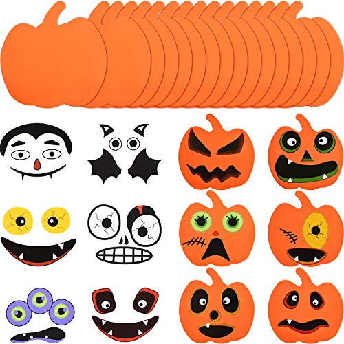 Outus 16-teiliges Kürbis-Set aus Schaumstoff Halloween und 16 Stück Kürbis-Aufkleber für Halloween, Kinder, Party-Dekoration, Handwerk von Outus