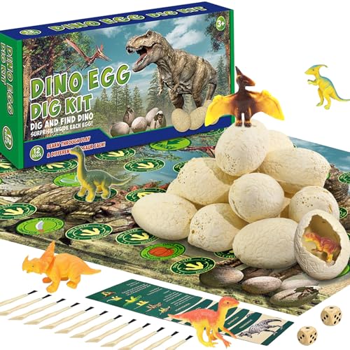 Dino Ausgrabungsset,12 Stück Dino Eier Zum Ausgraben,Dinoeier Zum Ausgraben,Ausgrabungsset für Kinder ab 4 5 6 7 8 9 10 Jahre von Ouubuuy