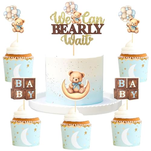 Ovanda 13 Stück Blau Baby Shower Kuchendekoration, Bären Cupcake Topper, Oh Baby Cake Topper, Babyparty Cupcake Deko, Junge Tortendeko, Bär Junge Gender Reveal Geburtstagstorte, Bär Kuchen Dekoration Ovanda 13 Stück Blau Baby Shower Kuchendekoration, Bären Cupcake Topper, Oh Baby Cake Topper, Babyparty Cupcake Deko, Junge Tortendeko, Bär Junge Gender Reveal Geburtstagstorte, Bär Kuchen Dekoration von Ovanda