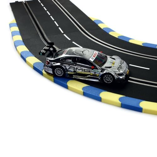 Overdrive-Racing 2m Curbs/Kerbs Kompatibel mit Carrera 124 132 Kurven Geraden Randsteine Randstreifen Slotcar Blau-Gelb 2m von Overdrive-Racing