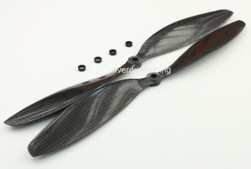 Overdrive-Racing Carbon CFK Luftschrauben 11x4,7 rechts & Links (CW & CCW) Propeller Set von Overdrive-Racing