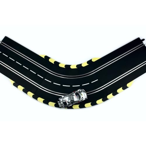 Overdrive-Racing Curbs/Kerbs Kompatibel mit Carrera 124 132 Kurven Geraden Randsteine Randstreifen Slotcar, Set:Schwarz-Gelb (Inkl. Anfang/Ende) von Overdrive-Racing