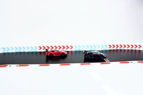 Overdrive-Racing Leitplanken mit Pfeilen kompatibel mit Carrera Hybrid - Begrenzung Kurven Gerade Bande Zaun Fangzaun, Farbe:Weiß-Blau & Weiß-Rot, Länge:1.75 Meter von Overdrive-Racing