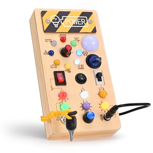 Ovshnrr Montessori Busy Board, LED Lichtschalter Spielzeug - Motorikbrett Skills Board - Sensory Activity Board für Kleinkinder im Alter von 1 2 3 Jahren von Ovshnrr