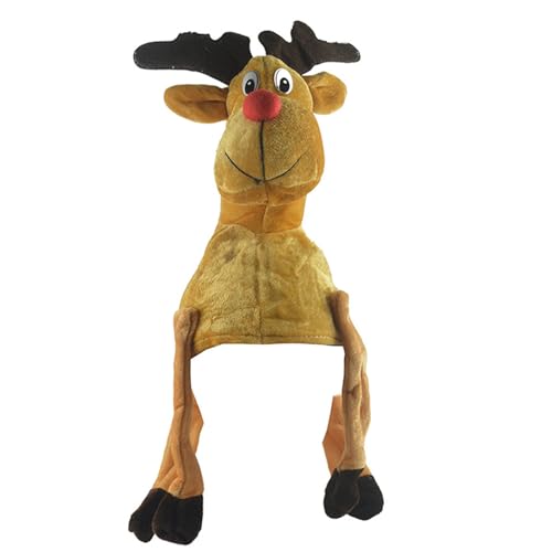 Cute Novelty Christmas Reindeer Hats Funny Elk Headgear Cap Christmas Party Cosplay Costume Props For Kids & Adults (Brown, One Size) von Owegvia