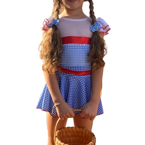 Owegvia Mädchen Dorothy Kostüm Halloween Dorothy Kostüme für Kinder Mädchen Dorothy Kostüm Kariertes Kleid World Book Day Dorothy Kostüm (Blue, 18-24 Months) von Owegvia