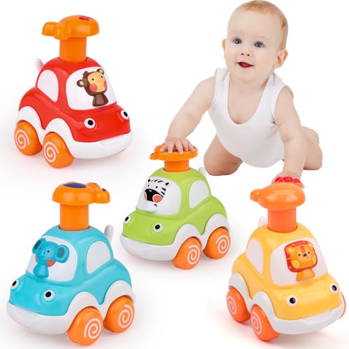 Own1one Auto Spielzeug ab 1 Jahr Junge, Baby Aufziehauto ab 18 Monate, 4Pcs Press Go Spielzeugautos Geschenk für Jungen Mädchen ab 1 2 3 Jahre von Own1one