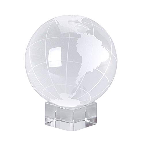 OwnMy Weltkugel Kristallkugel Glaskugel Display Globus Briefbeschwerer Heilung Meditation Ball mit transparentem Ständer für kreatives Geschenk (Globus / 80 mm) von OwnMy