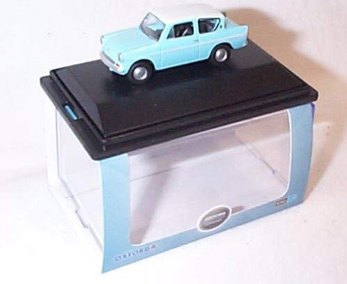 Oxford LT blau Hermelin weiß Ford Anglia Auto 1.76 Eisenbahn Maßstab Druckguss Modell von Oxford Diecast