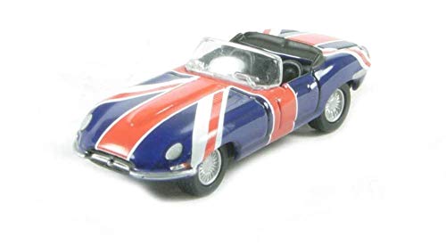 Jaguar E-Type mit englischer Flagge - 1:76 von Oxford Diecast