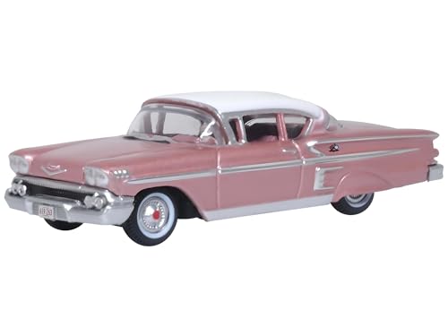 Oxford Diecast 1958 Chevy Impala Sport Cay Coral Pink Metallic with White Top 1/87 (HO) Scale Diecast Model Car 87CIS58001 von Oxford Diecast