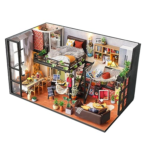 Miniatur Und Möbelpuppenhaus Kits House Mit Staubabdeckung Handwerksmodell Mit LED Zimmer Decors Geburtstagsgeschenk Miniatur Und Möbelpuppenhaus Kits House Mit Staubabdeckung Handwerksmodell Mit LED Zimmer Decors Geburtstagsgeschenk von Oxxggkao