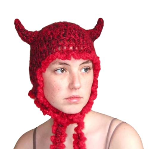 Oxxggkao Halloween Stricken Einzigartige Ohr Horn Party Urlaub Warme Mütze Frauen von Oxxggkao