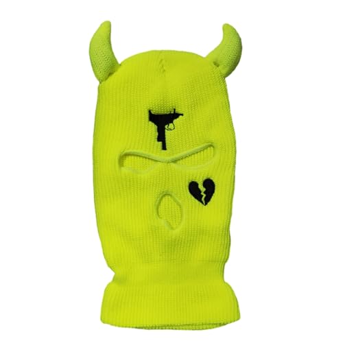 Oxxggkao Lustige Horn Kappe Erwachsene Halloween Handgefertigt Warme Gesichtsbedeckung Cosplay Party Kapuzenhut von Oxxggkao