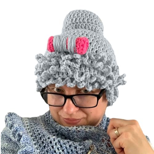 Oxxggkao Lustiger Strick Lockenwickler Frauen Mütze Handgehäkelt Cosplay Kostüm Mütze Neuheit Pullover Mütze Kopfbedeckung von Oxxggkao