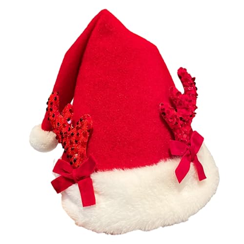 Oxxggkao Weihnachts Nikolausmütze Unisex Pailletten Rot Weiß Erwachsene Jugendliche Weihnachtsmütze Festivals Feiertage Partys von Oxxggkao