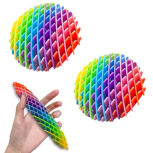 2 Stück Fidget Wurm,Anti Stress Fidget Worm Spielzeug,Stretchy Wurm Sensorisches Fidget Spielzeug Stressabbau,Sensory Toys für Erwachsene und Kinde Entspannung (Regenbogenfarben) von Oykrueats