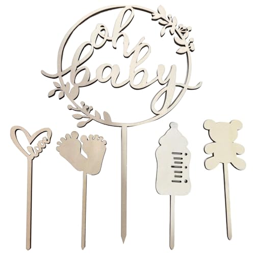 5 Stück Oh Baby Cake Topper,Holz Oh Baby Deko Tortendeko,Kuchen Topper Babyparty Tortendeko Cake Topper Holz,Kuchenstecker für Junge Mädchen Babys Shower Eine Windeltorte Gender Reveal Partydeko 5 Stück Oh Baby Cake Topper,Holz Oh Baby Deko Tortendeko,Kuchen Topper Babyparty Tortendeko Cake Topper Holz,Kuchenstecker für Junge Mädchen Babys Shower Eine Windeltorte Gender Reveal Partydeko von Oykrueats