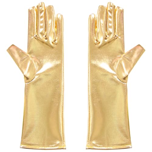 Oyolan Kinder Mädchen Pailletten Handschuhe Glitzer Performance Tanz Handschuhe Kostüm für Halloween Mottopartys Gold 3-10 Jahre von Oyolan