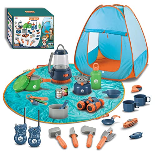 29-teiliges Camping-Set für Kinder, Spielzelt mit Empfänger, Kochset für drinnen und draußen, für Jungen und Mädchen von Oyria
