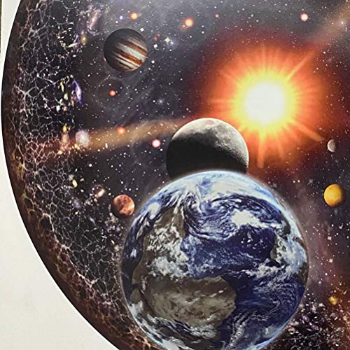 Ozgkee 1000 Teile Rundes Puzzle Universum Sonnensystem Planet mit Sonne Erde Kinder Erwachsene Spiel Spielzeug (bunt) von Ozgkee