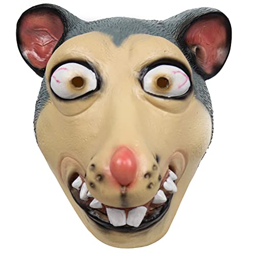 Ozgkee Halloween-Ratten-Kopfbedeckung, Realistische Maus-Tier-Kopfbedeckung, Latex, Gruselige Neuheit, Zum Verkleiden Cosplay-Party-Kostüme (A) von Ozgkee