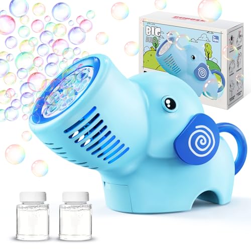 PANACARE Elefant Seifenblasenmaschine, Seifenblasenspielzeug Kinder 5000+ Blasen/Min mit Akku und Seifenblasenlösung für Hochzeit/Geburtstag/Party, Outdoor Geschenk für Junge&Mädchen 345678 Jahre von P PANACARE