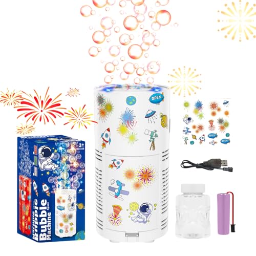 PANACARE Feuerwerk Seifenblasenmaschine für Alle Feier, Seifenblasenmaschine Kinder 10000+ Blasen/Min mit Seifenblasenlösung/Licht/Akku, Bubble Machine Kids Geschenk/Hochzeit/Party/Feier/Bühne von P PANACARE