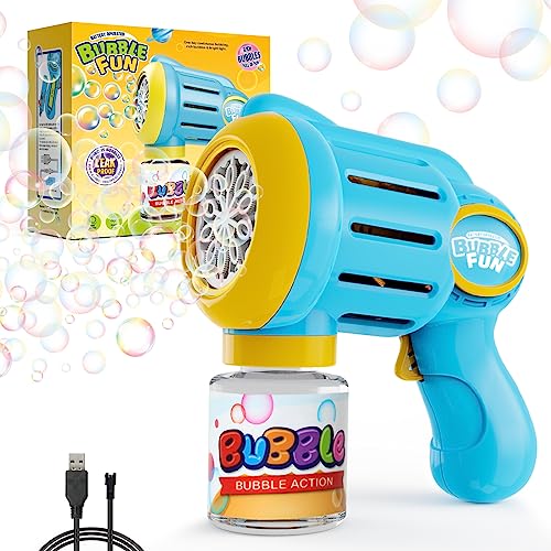 PANACARE Feuerwerksblasenmaschine, Automatische Seifenblasenmaschine mit 240ml Seifenblasenlösung/Licht/Musik, Kinder Geburtstag Geschenk für Weihnachten/Party (White) (2030-Blue) von P PANACARE