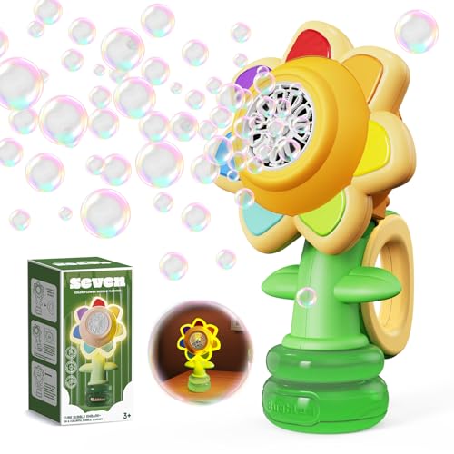 PANACARE Seven Color Bubble Machine WX2406 Sonnenblumen Seifenblasenmaschine, Seifenblasenspielzeug Kinder 5000+ Seifenblasen/Min mit Akku (Yellow) (Yellow) von P PANACARE