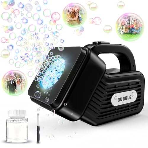 PANACARE Tragbare Kinder Seifenblasenmaschine, Automatische Seifenblasenmaschine 10000+ Blasen/Min mit Seifenblasenlösung/Licht, Kinder Seifenblasenmaschine Outdoor Hochzeit/Party von P PANACARE