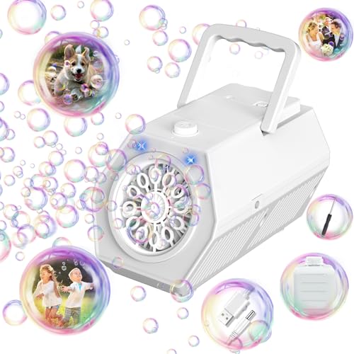 PANACARE Upgrade Tragbare Seifenblasenmaschine, Automatische Seifenblasenmaschine 20000+ Blasen/Min mit Seifenblasenlösung/Licht, Kinder Bubble Machine Outdoor Geschenk für Hochzeit/Ostern/Party von P PANACARE