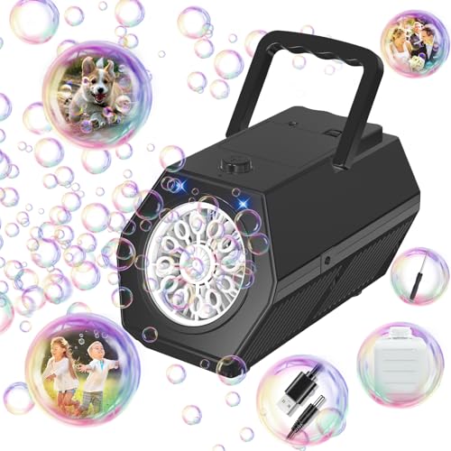 PANACARE Upgrade Tragbare Seifenblasenmaschine, Automatische Seifenblasenmaschine 20000+ Blasen/Min mit Seifenblasenlösung/Licht, Kinder Bubble Machine Outdoor Geschenk für Hochzeit/Oster/Party von P PANACARE