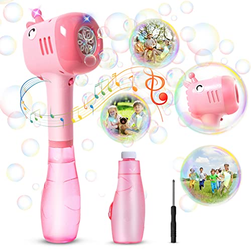 Panacare Giraffe Seifenblasenspielzeug für Kinder, Elektrische Seifenblasenmaschine Bubble Machine 4000+ Seifenblasen/Min mit 290ML Seifenblasenlösung/Musik für Outdoor/Party/Hochzeit, Bubble Blower von P PANACARE