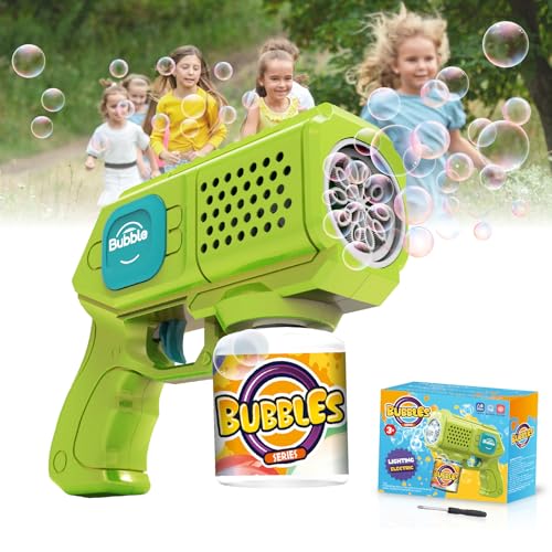 Panacare Elektronische Seifenblasenpistole, Bubble Gun Kinder mit Seifenblasenlösung, Bubble Machine Toys 5000+ Blasen Outdoor Geschenk für Geburtstag/Party/Hochzeit, Bubble Gun Junge Mädchen 3-10Jahr von P PANACARE