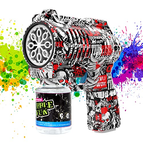 Panacare Graffiti Seifenblasen Pistole, Seifenblasenmaschine Gun Kinder 4000+ Blasen/Minute mit 130ML Seifenblasenlösung, Blasenmaschine Blasenspielzeug Geschenk für Kinder/Geburtstag/Party/BubbleGun von P PANACARE