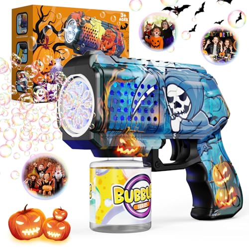 Panacare Halloween Elektronische Seifenblasenpistole, Bubble Gun Kinder mit Seifenblasenlösung, Bubble Machine Toys 5000+ Blasen Kinder Geschenk für Halloween Party/Decor/Hochzeit von P PANACARE