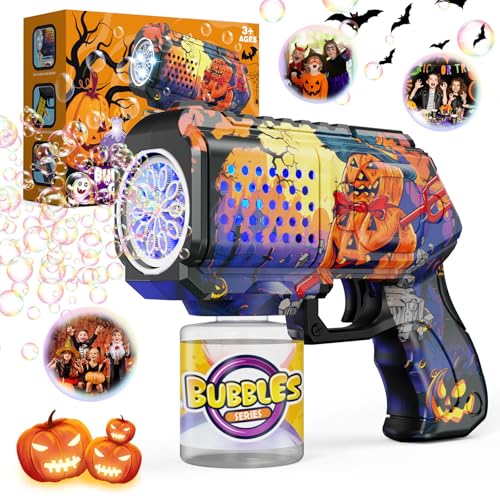 Panacare Halloween Elektronische Seifenblasenpistole, Bubble Gun Kinder mit Seifenblasenlösung, Bubble Machine Toys 5000+ Blasen Kinder Geschenk für Halloween Party/Decor/Hochzeit von P PANACARE