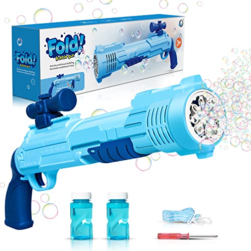 Panacare Rifle Seifenblasenpistole, Seifenblasenmaschine Gun für Kinder 5000+ Blasen/Minute mit Seifenblasenlösung*2, Blasenmaschine Blasenspielzeug Geschenk für Kinder/Geburtstag/Party (Blue) von P PANACARE