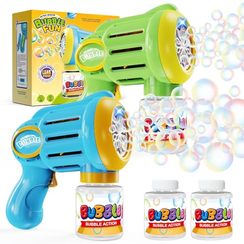 Panacare 2 Stück Seifenblasenpistole, Bubble Gun mit Akku und Seifenblasenlösung, Seifenblasen Pistole Kinder 4000+ Blasen/Min Seifenblasenspielzeug Geschenk für Geburtstag/Party/Hochzeit 2PCS von P PANACARE