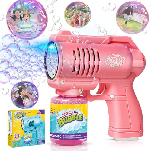 Panacare Seifenblasenpistolen, Seifenblasenmaschine Gun Kinder 4000+ Blasen/Minute mit 130ML Seifenblasenlösung, Blasenmaschine Blasenspielzeug Geschenk für Kinder/Geburtstag/Party, Bubble Gun (Pink) von P PANACARE