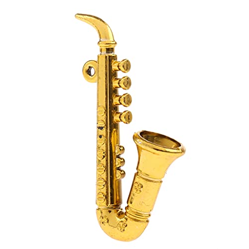 P Prettyia 1/12 Puppenhaus Zubehör Mini Musikinstrument Modell aus Kunststoff für Action-Figur Zubehör - Saxophon von P Prettyia