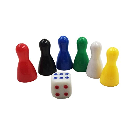 P Prettyia 6er Pack Spielfiguren Halmakegel mit Würfel für Halma Ludo von P Prettyia