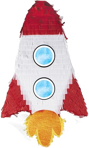 P'TIT CLOWN - 22908 - Pinata Rakete - Einfaches Befüllen - Dekorationszubehör für Kindergeburtstage, Kirmes, Feiern - Karton, Papier - Mehrfarbig - 39 x 44 cm von p'tit clown